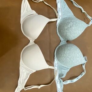 PINK Victoria's Secret White and Gray Bras with Adjustable Straps